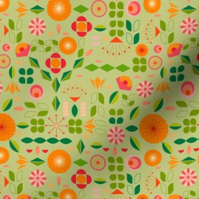 Verdure- Mod Scandi Florals- Light Pine Green- Small Scale