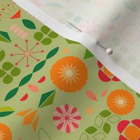 Verdure- Mod Scandi Florals- Light Pine Green- Small Scale