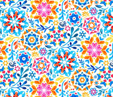 Watercolor Kaleidoscope Floral - brights