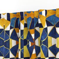 Normal scale // Kaleidoscope geometric shapes // gold and blue