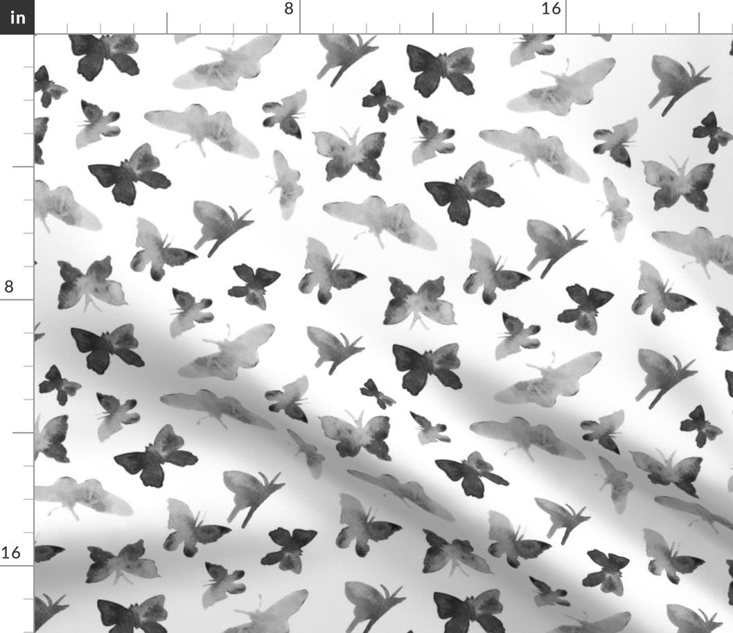 Noir butterflies • watercolor pattern for modern home decor/ nursery in shades of grey