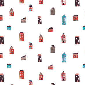 Hand drawn colorful minimalistic houses