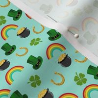 SMALL - st patricks day fabric - leprechaun fabric, pot of gold, lucky fabric, luck of the irish fabric, rainbow fabric - mint