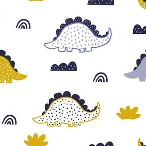 Funny cartoon dino seamless pattern. Scandinavian design. Kids dino pattern