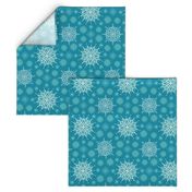 Snowflake Kaleidoscope on Rich Blue