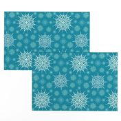 Snowflake Kaleidoscope on Rich Blue