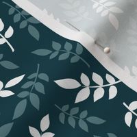 Ditsy Leaf Play 2 | Dark Teal + White