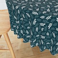 Ditsy Leaf Play 2 | Dark Teal + White