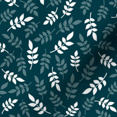 Ditsy Leaf Play 2 | Dark Teal + White