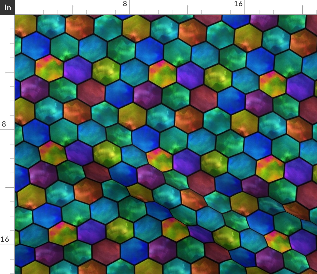 stained glass hexagons