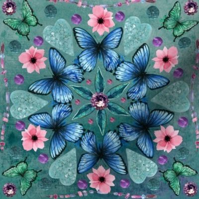 A Kaleidoscope of Butterflies (Teal)