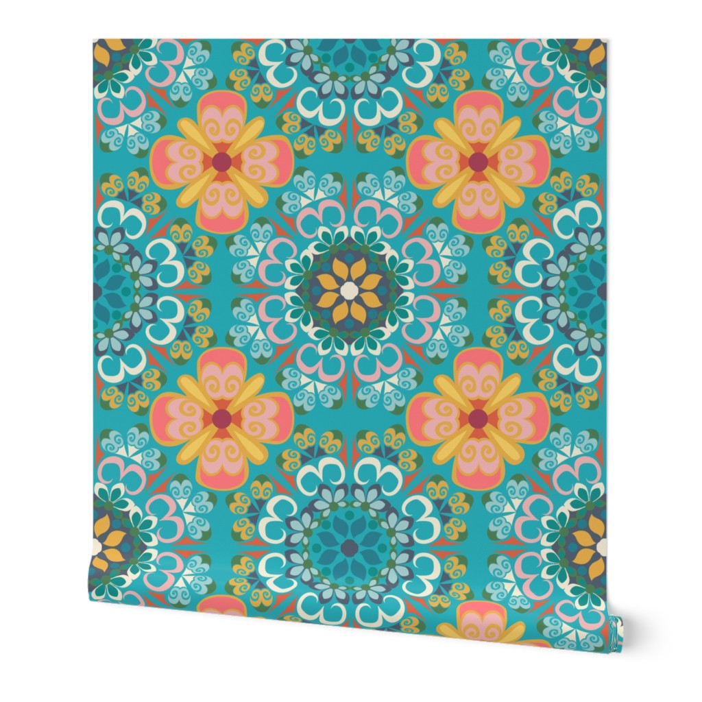 BOHEMIAN KALEIDOSCOPE TERRACOTTA AND TURQUOISE-01