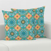 BOHEMIAN KALEIDOSCOPE TERRACOTTA AND TURQUOISE-01