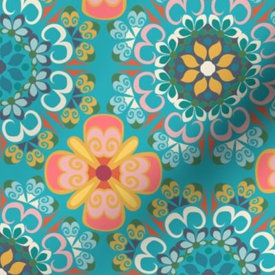 BOHEMIAN KALEIDOSCOPE TERRACOTTA AND TURQUOISE-01