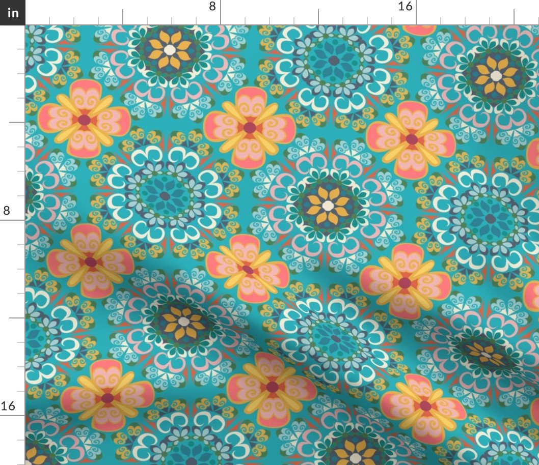 BOHEMIAN KALEIDOSCOPE TERRACOTTA AND TURQUOISE-01