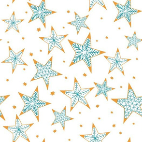Bohemian christmas golden and turquoise stars