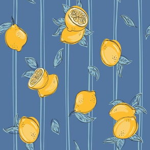 Lemon on dark blue