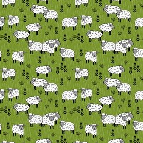 SMALL - sheep fabric // field of sheep wool animals farms animals - moss green