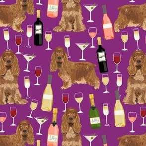 cocker spaniel dog fabric - wine dogs fabric, dog fabric, cocker spaniel fabric, dogs design - purple