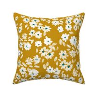 Painted Flowers - Gold White Teal