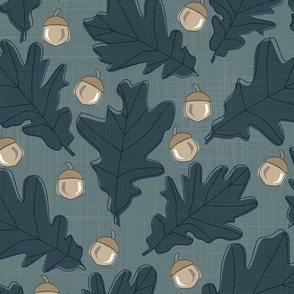 Forest - Leaves _ Acorns Teal