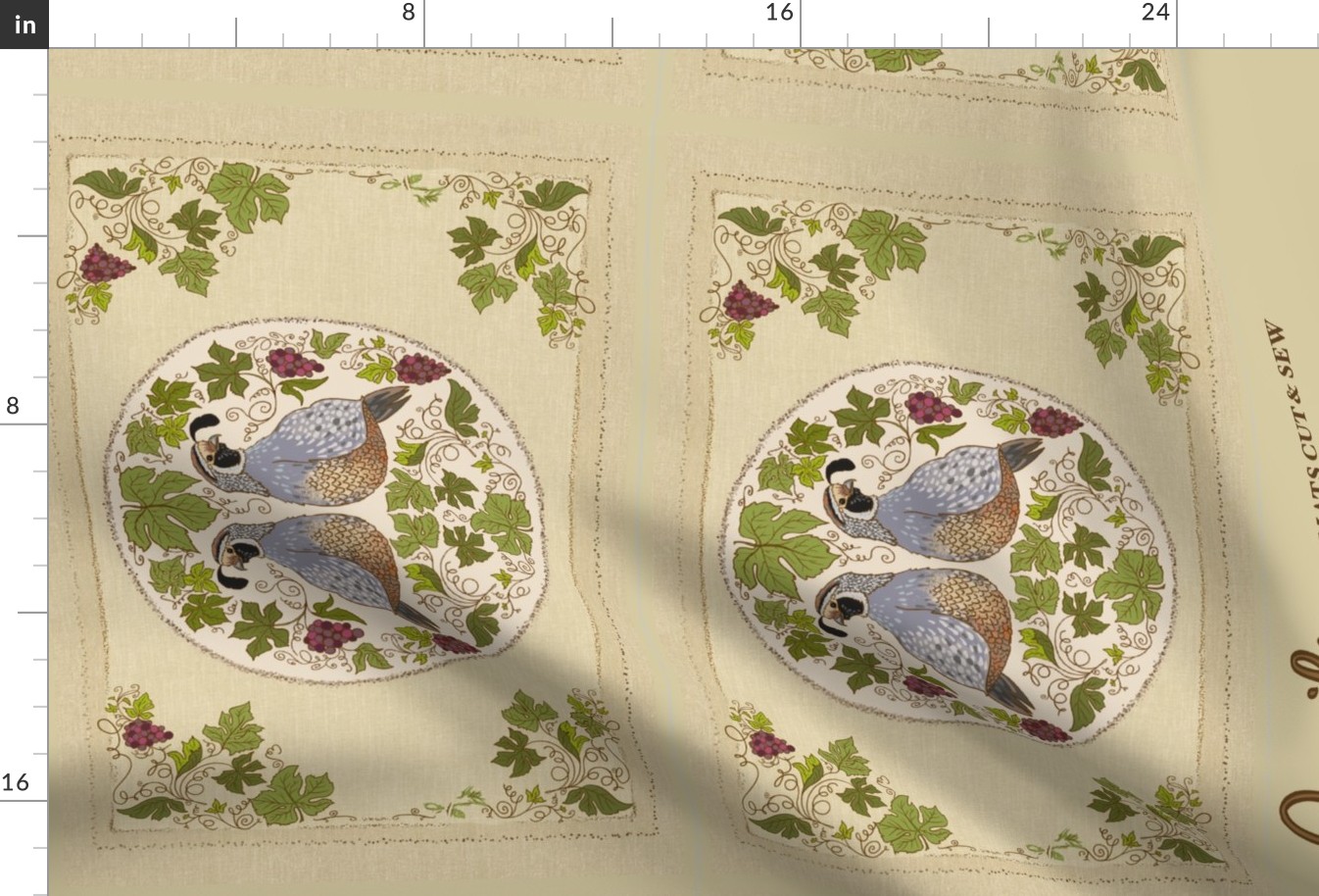 Quail placemats cut and sew 1