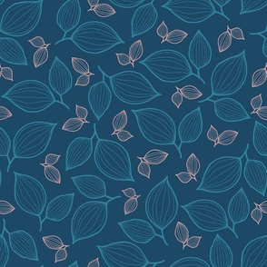 Leaves - Dark blue pattern