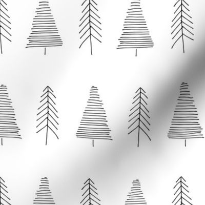 Winter trees - white hand drawn pattern - smaller