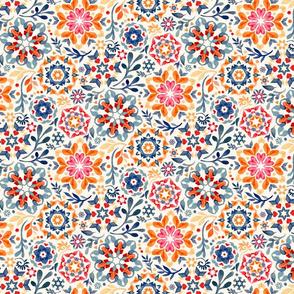 Watercolor Kaleidoscope Floral - desaturated, small print