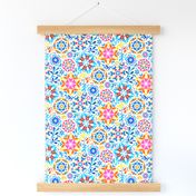 Watercolor Kaleidoscope Floral - brights, small print