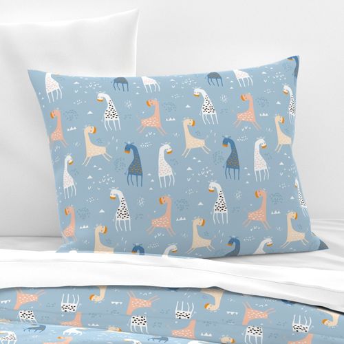 Cute giraffe on blue