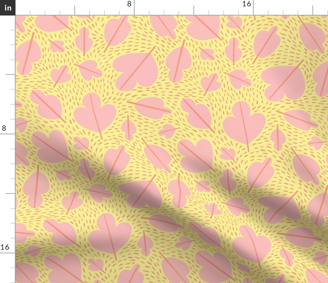Fun Leaves in pastel pink and yellow