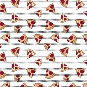 Pizza lovers slice fast food pop art drawing and stripes design white