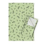 Dragonfly Ditsy: Light Green & Black Summer Prints