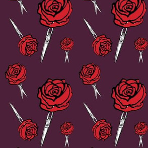 red roses with thorns Purple Red