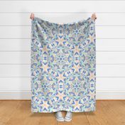 Art Nouveau Kaleidoscope neutral blue extra large by Pippa Shaw