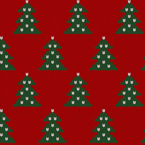 Christmas trees red knit (large scale)