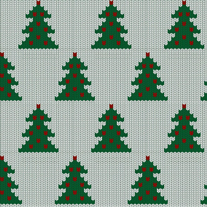 Christmas trees white knit (large scale)