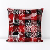 Woodland Toile on Red Buffalo Plaid - large scale