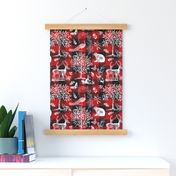 Woodland Toile on Red Buffalo Plaid - small scale