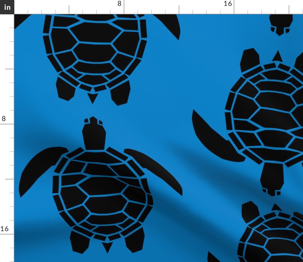 Jumbo Black Turtles on Turquoise Blue