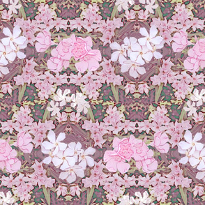 Pink and White Oleander Victorian Wallpaper