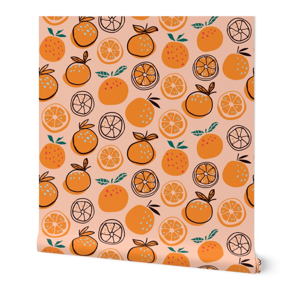 Pop Art Citruses - oranges on pink background