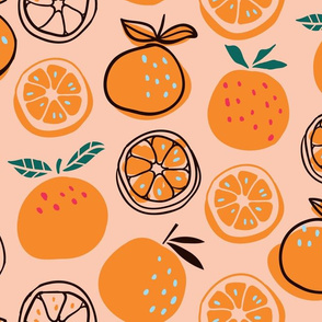 Pop Art Citruses - oranges on pink background