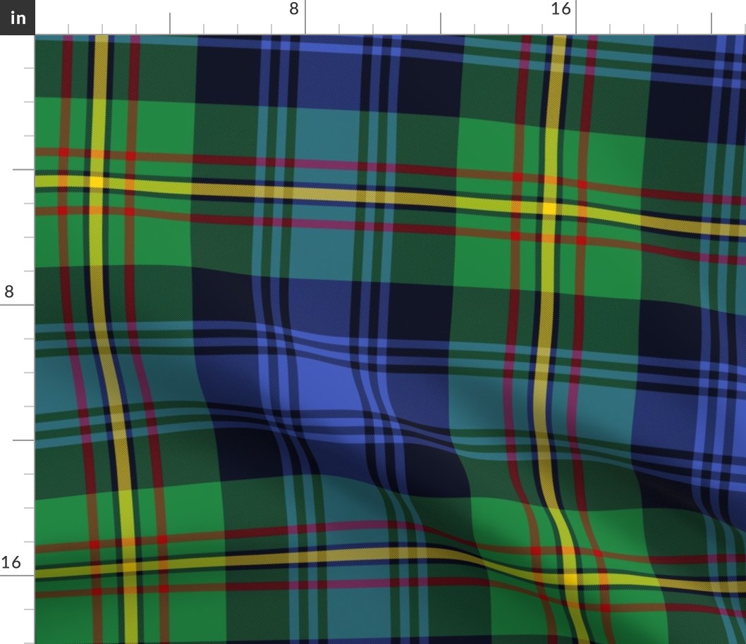 Grant 1819 tartan #2 / Grant Hunting tartan, 12" with larger more prominent yellow stripe