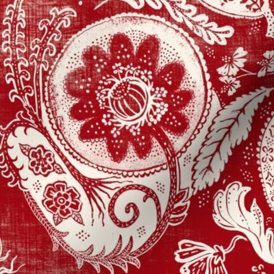 Vintage Floral in Red and cream