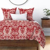 Vintage Floral in Red and cream
