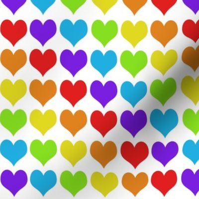 Rainbow hearts on white