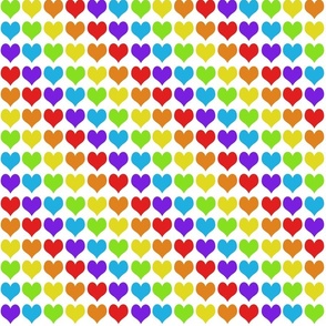 Rainbow hearts on white