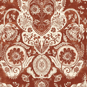 Vintage Floral in cream and rust